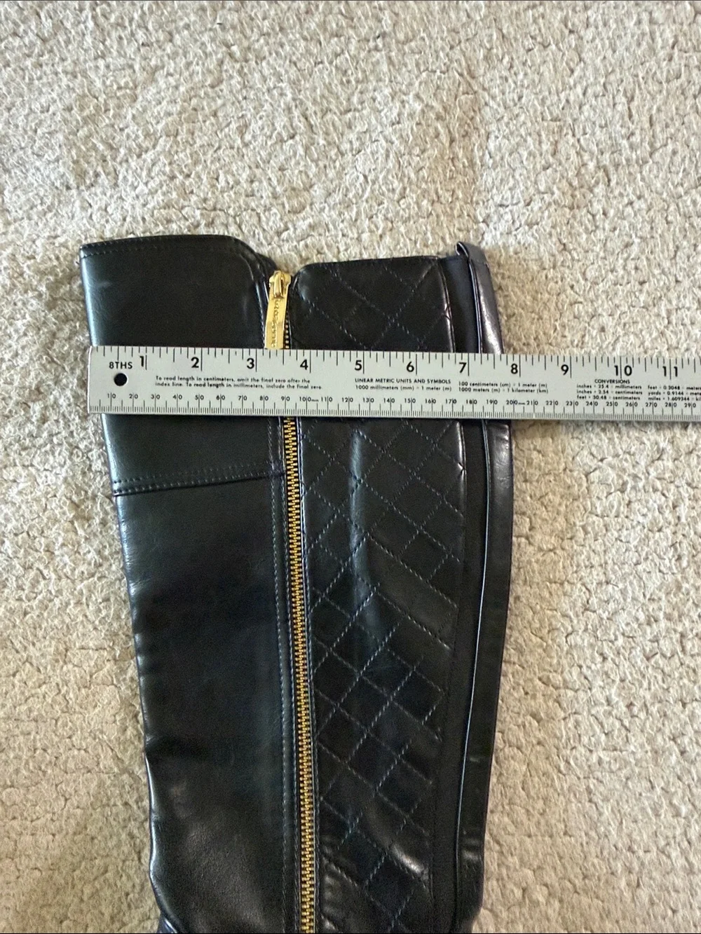 Liz Claiborne Black Quilted Over-the-Knee Riding Boots with Side Zipper 9M